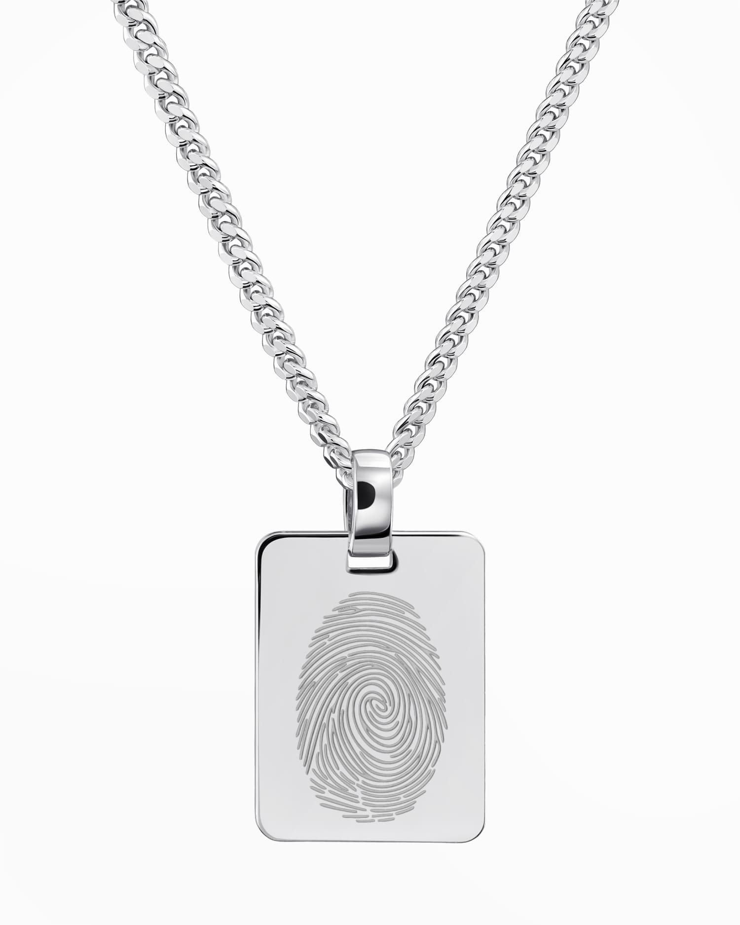 Fingerprint engraving plates necklace pendant rectangle
