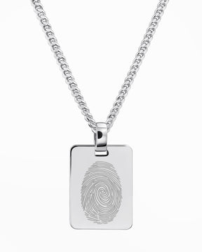 Fingerprint engraving plates necklace pendant rectangle