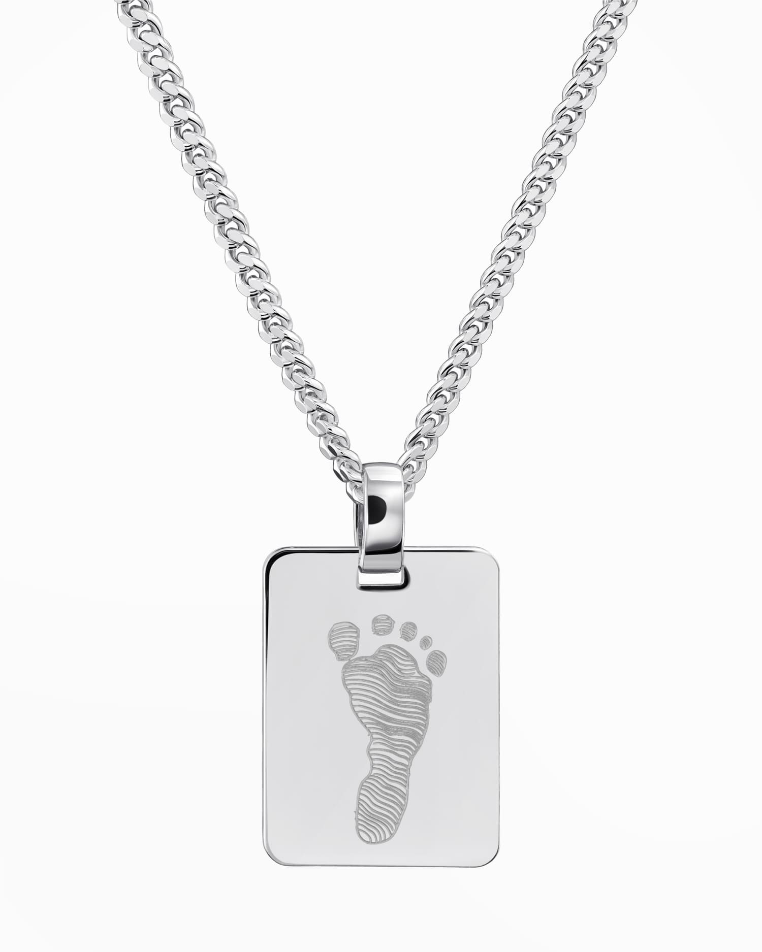 Footprint engraving plates necklace pendant rectangle