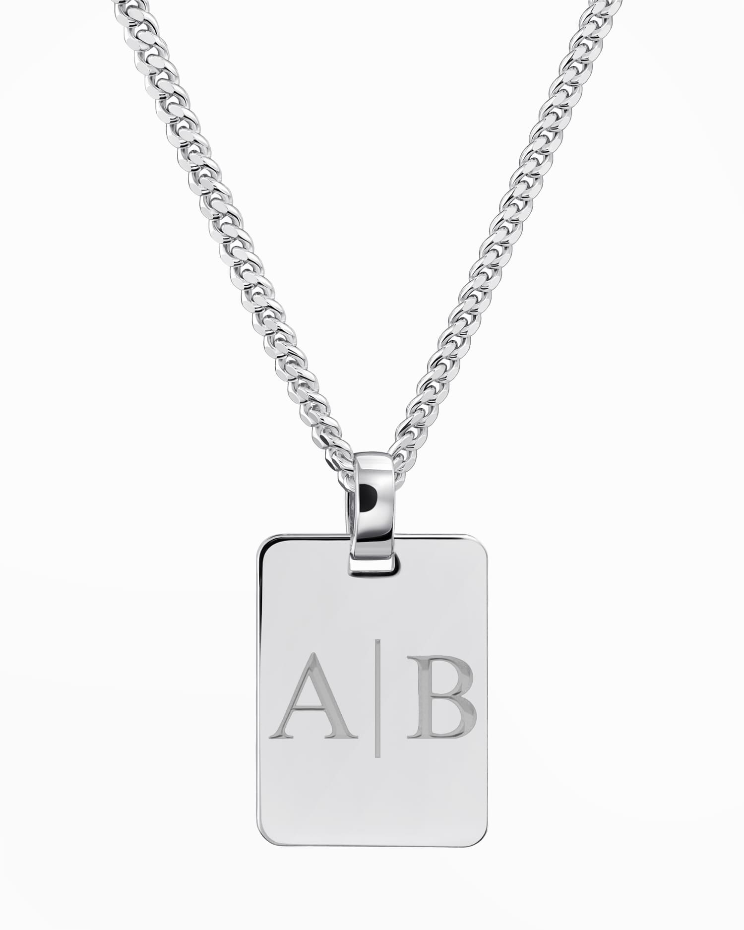 Coordinates engraving plates necklace pendant rectangle
