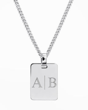 Coordinates engraving plates necklace pendant rectangle