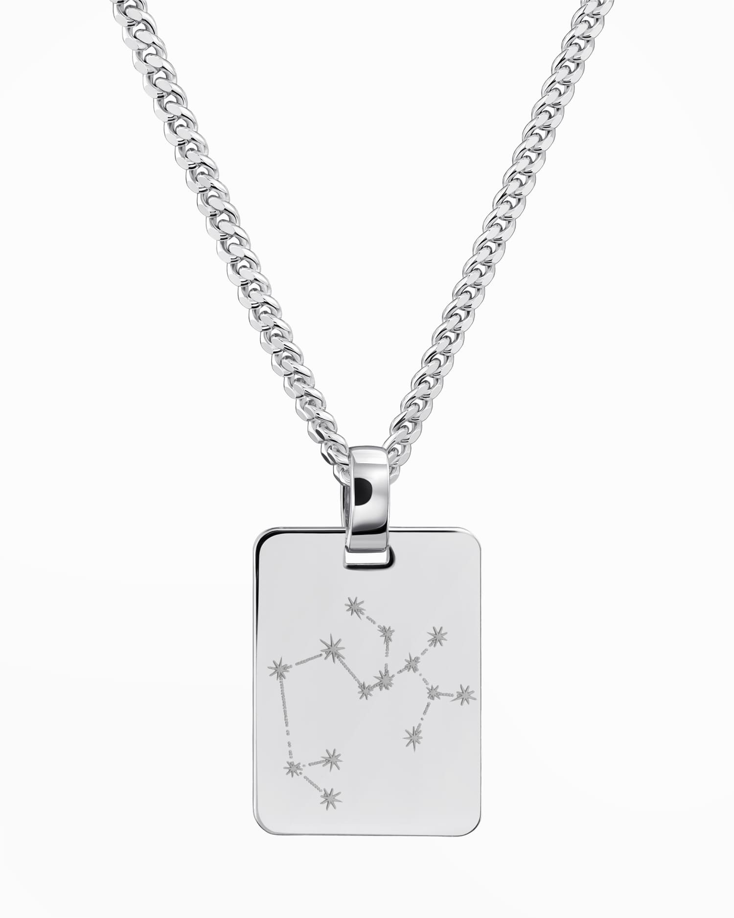 Zodiac sign engraving plates necklace pendant rectangle