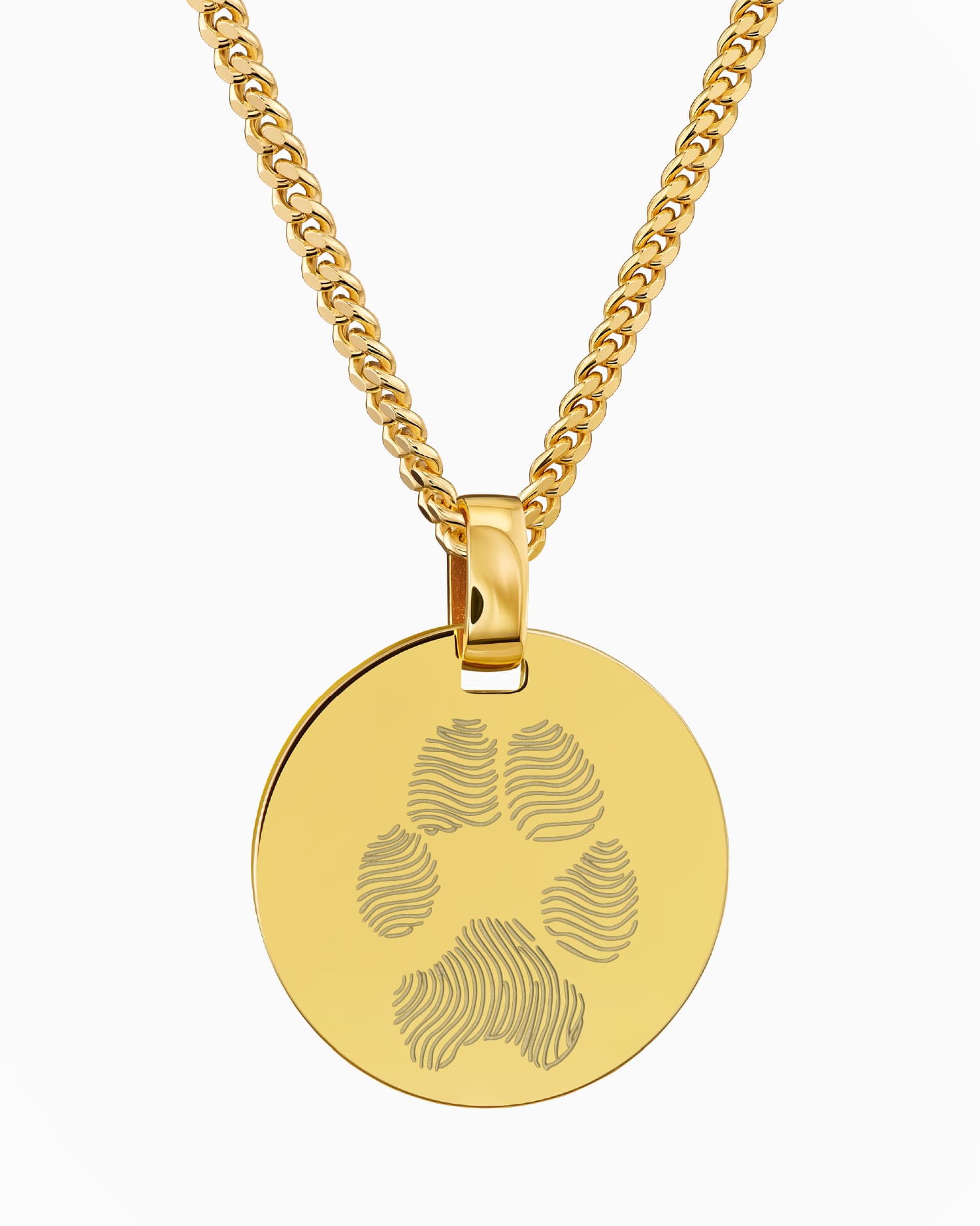 Paw print engraving plates necklace pendant round polished