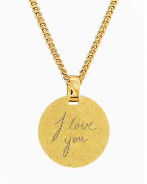 Handwriting upload engraving plates necklace pendant round ice matt