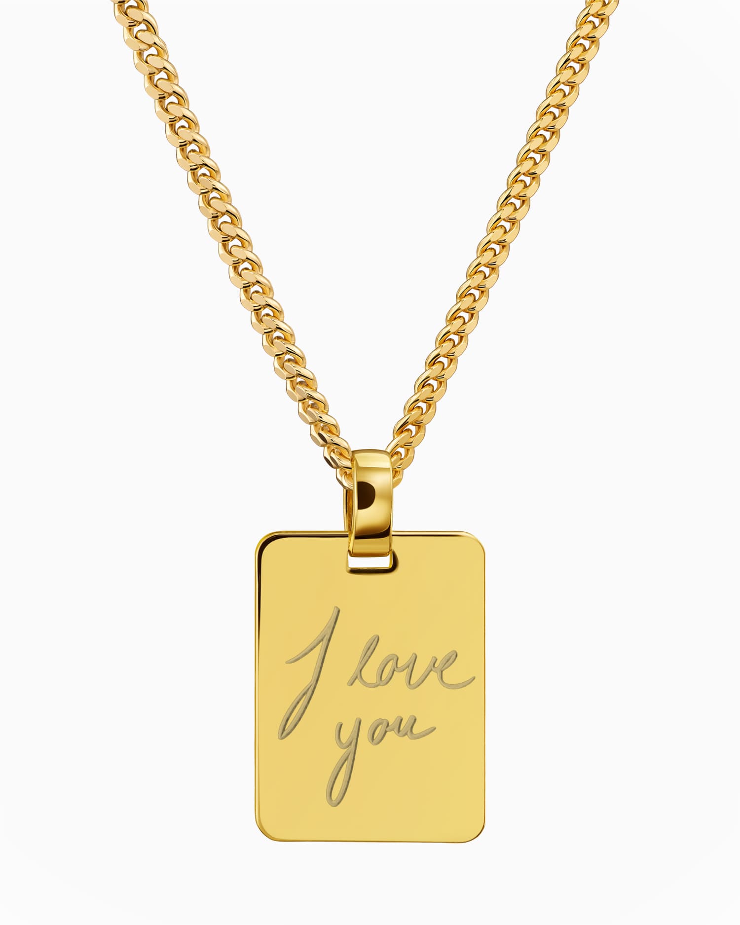 Handwriting upload engraving plates necklace pendant rectangle