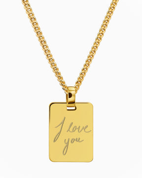 Handwriting upload engraving plates necklace pendant rectangle
