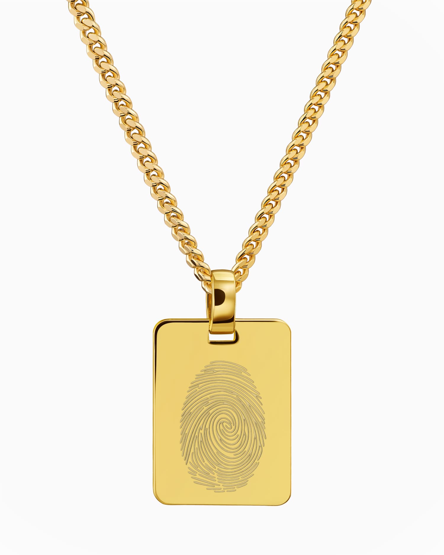Fingerprint engraving plates necklace pendant rectangle