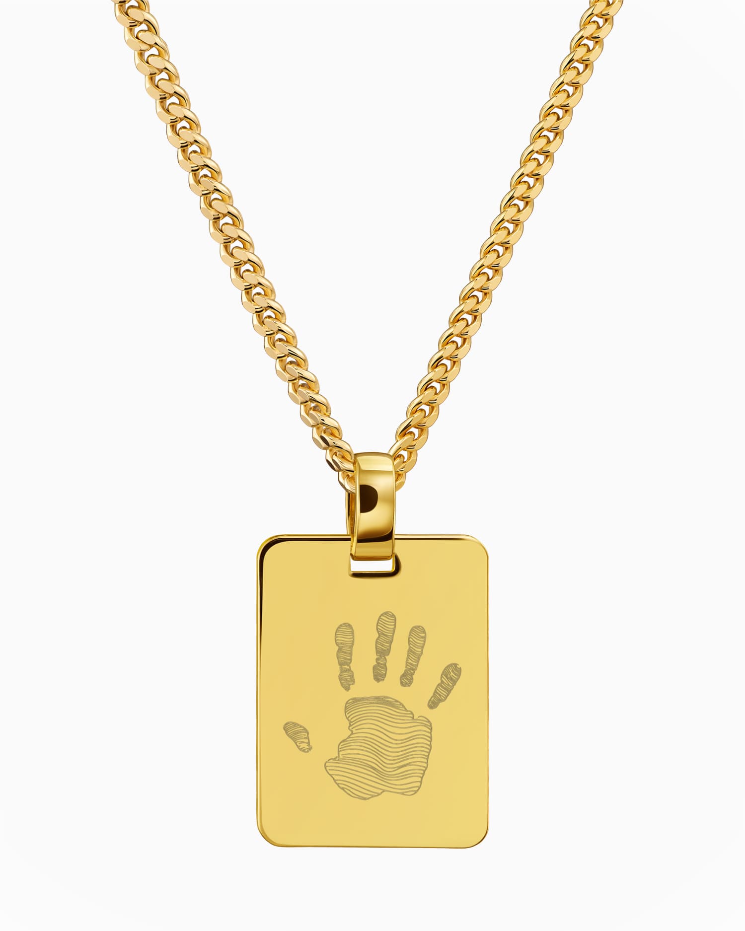 Handprint engraving plates necklace pendant rectangle