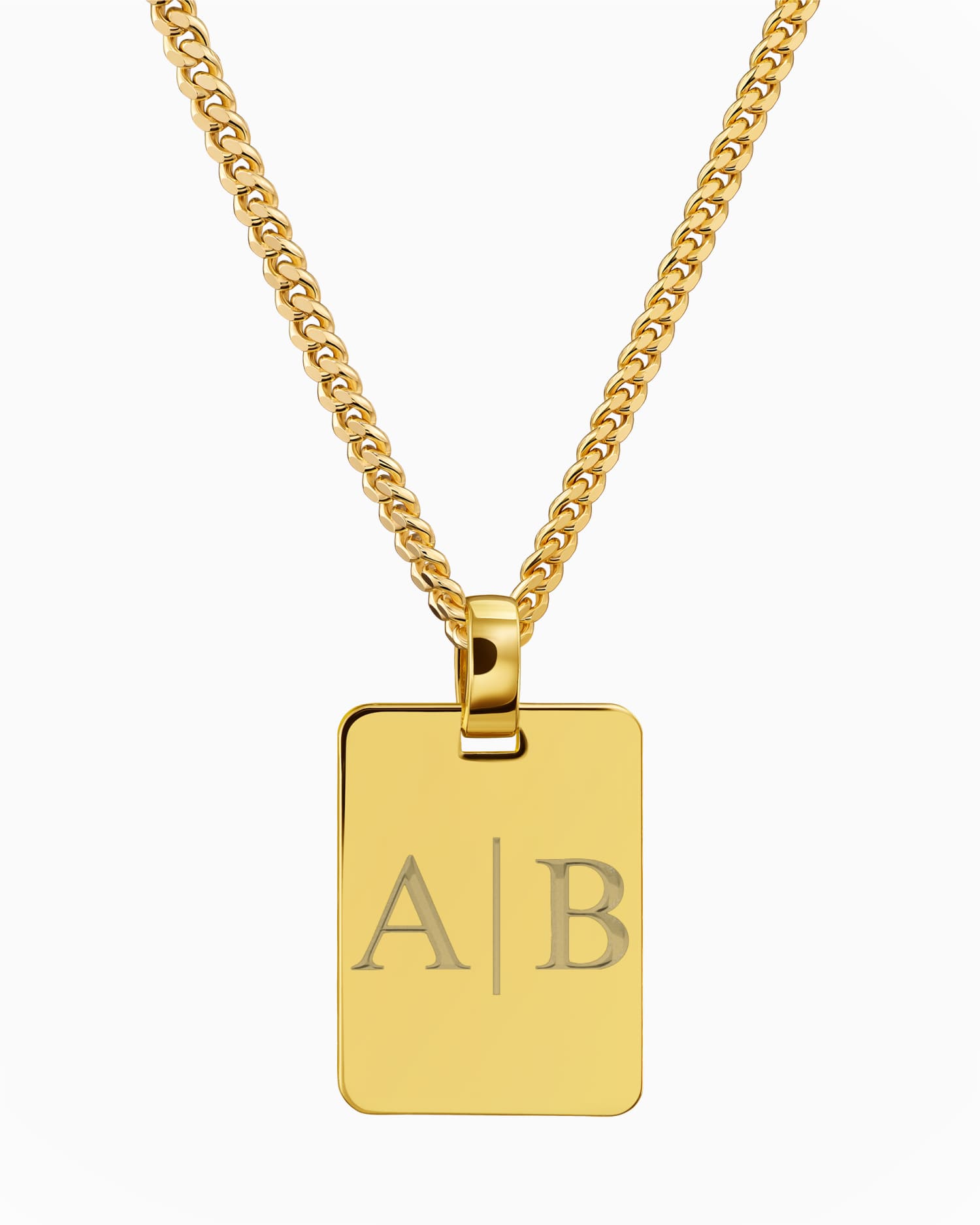 Initials engraving plates necklace pendant rectangle