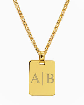 Initials engraving plates necklace pendant rectangle