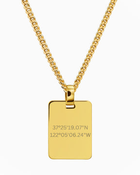 Coordinates engraving plates necklace pendant rectangle