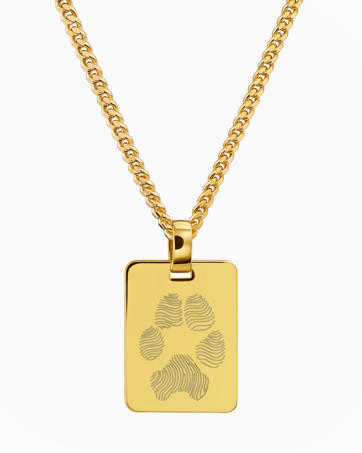 Paw print engraving plates necklace pendant rectangle