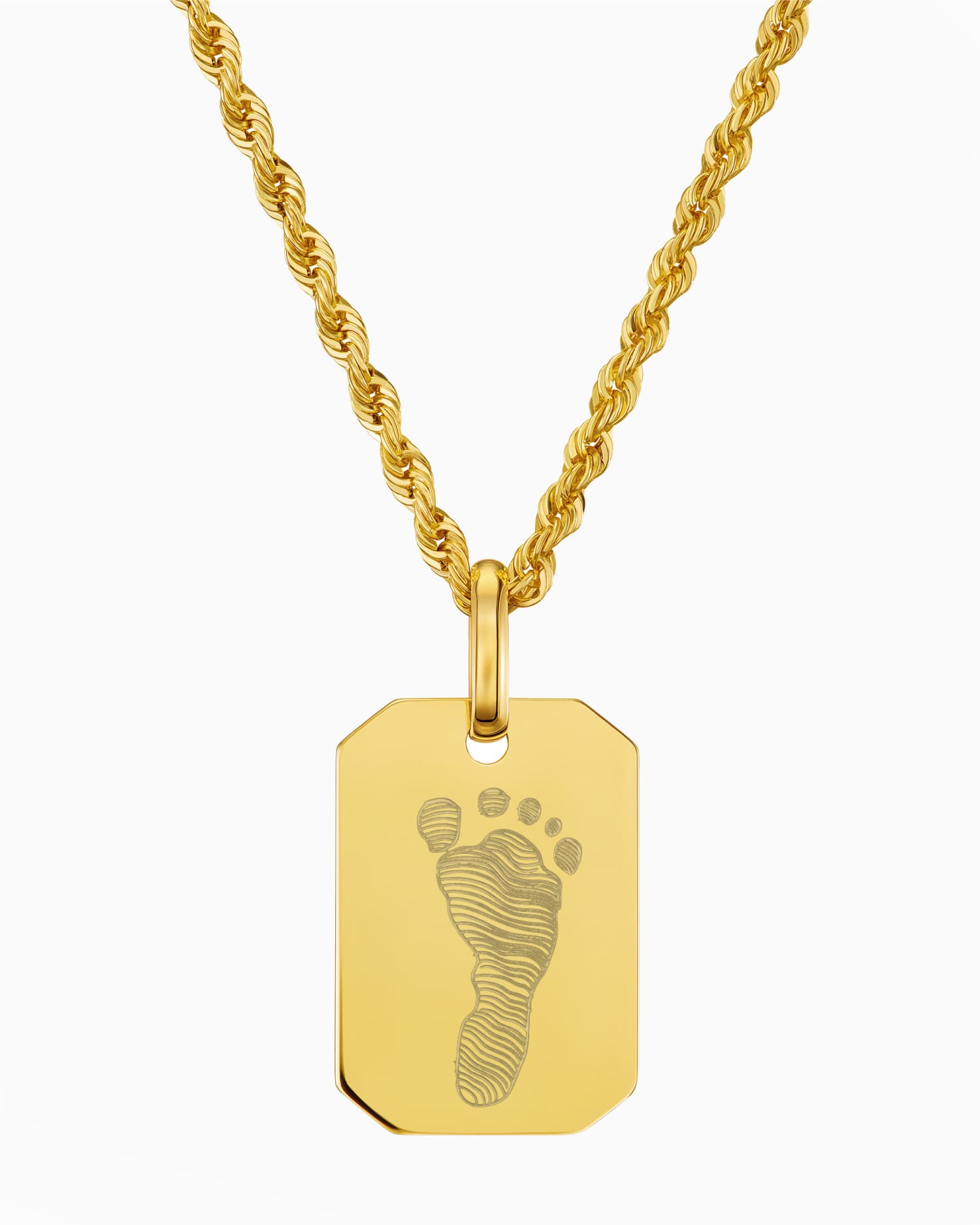 Footprint engraving plates necklace pendant octagon