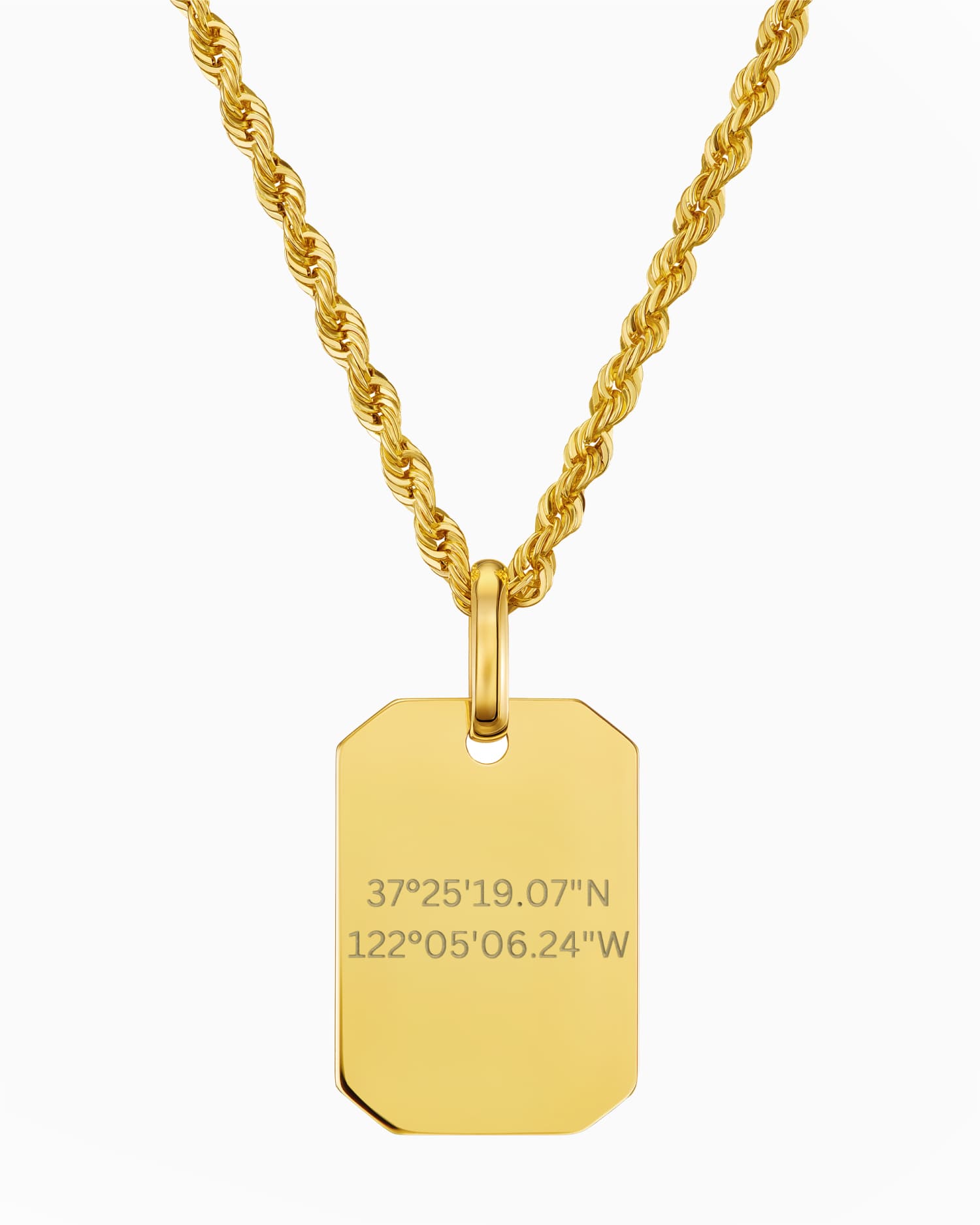 Coordinates engraving plates necklace pendant octagon