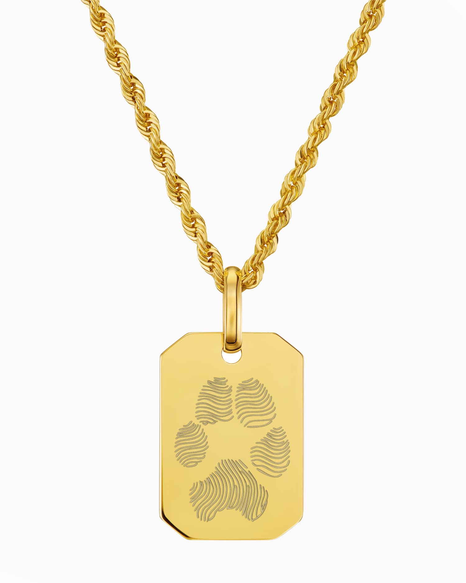 Paw print engraving plates necklace pendant octagon