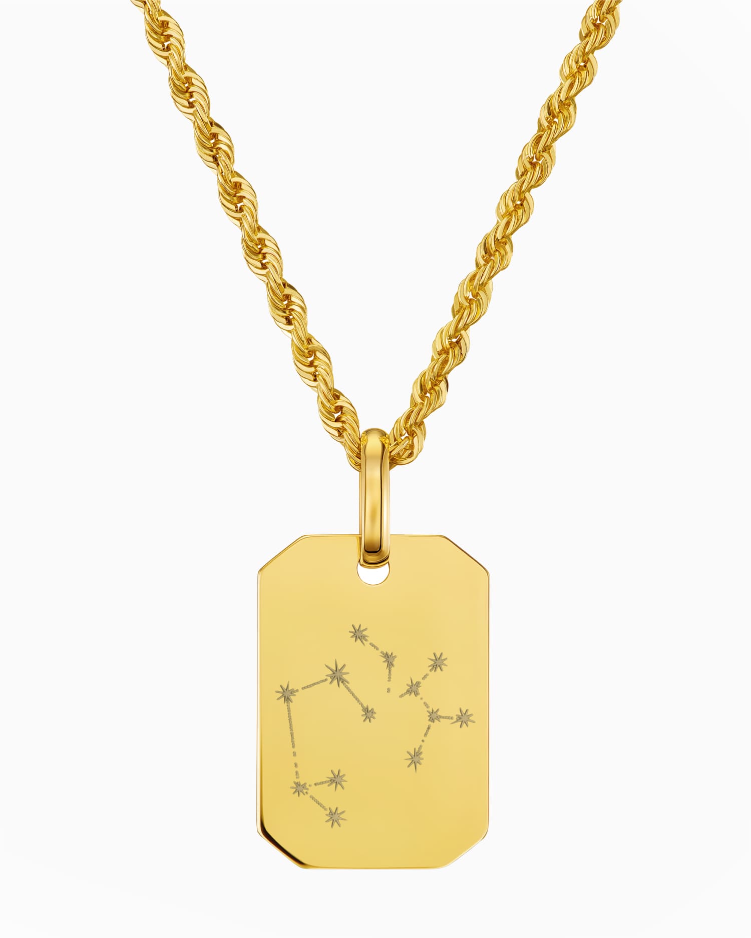 Zodiac sign engraving plates necklace pendant octagon
