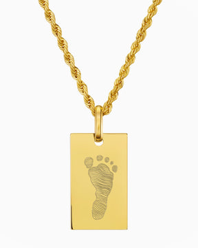 Footprint engraving plates necklace pendant rectangle