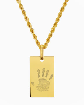 Handprint engraving plates necklace pendant rectangle