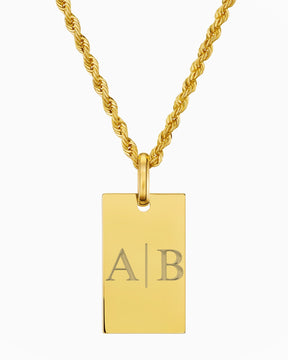 Initials engraving plates necklace pendant rectangle