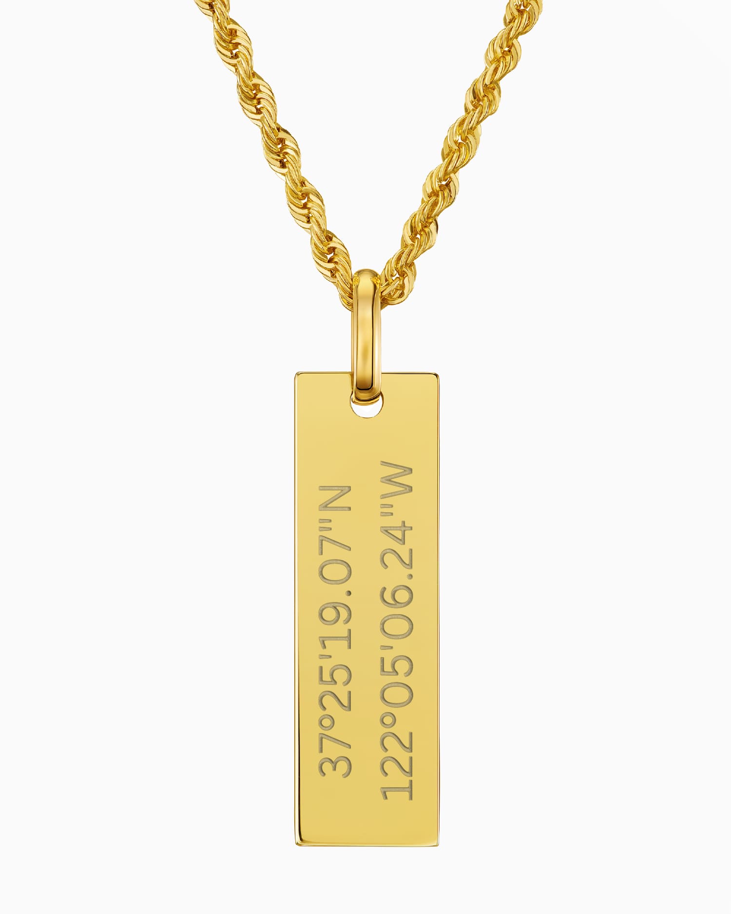 Coordinates engraving plates necklace pendant rectangle