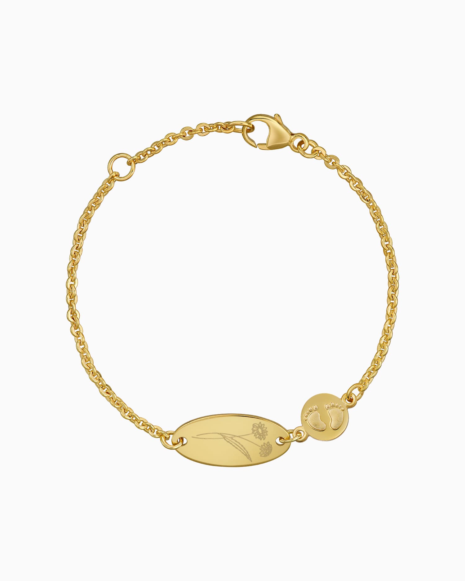 Birth flower engraving bracelet engraving plate baby feet