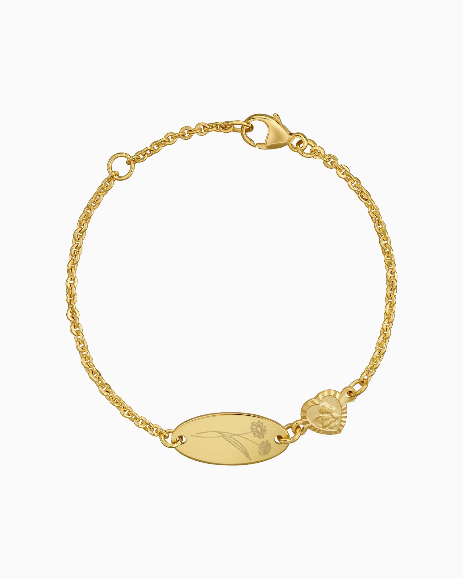 Birth flower engraving bracelet engraving plate guardian angel