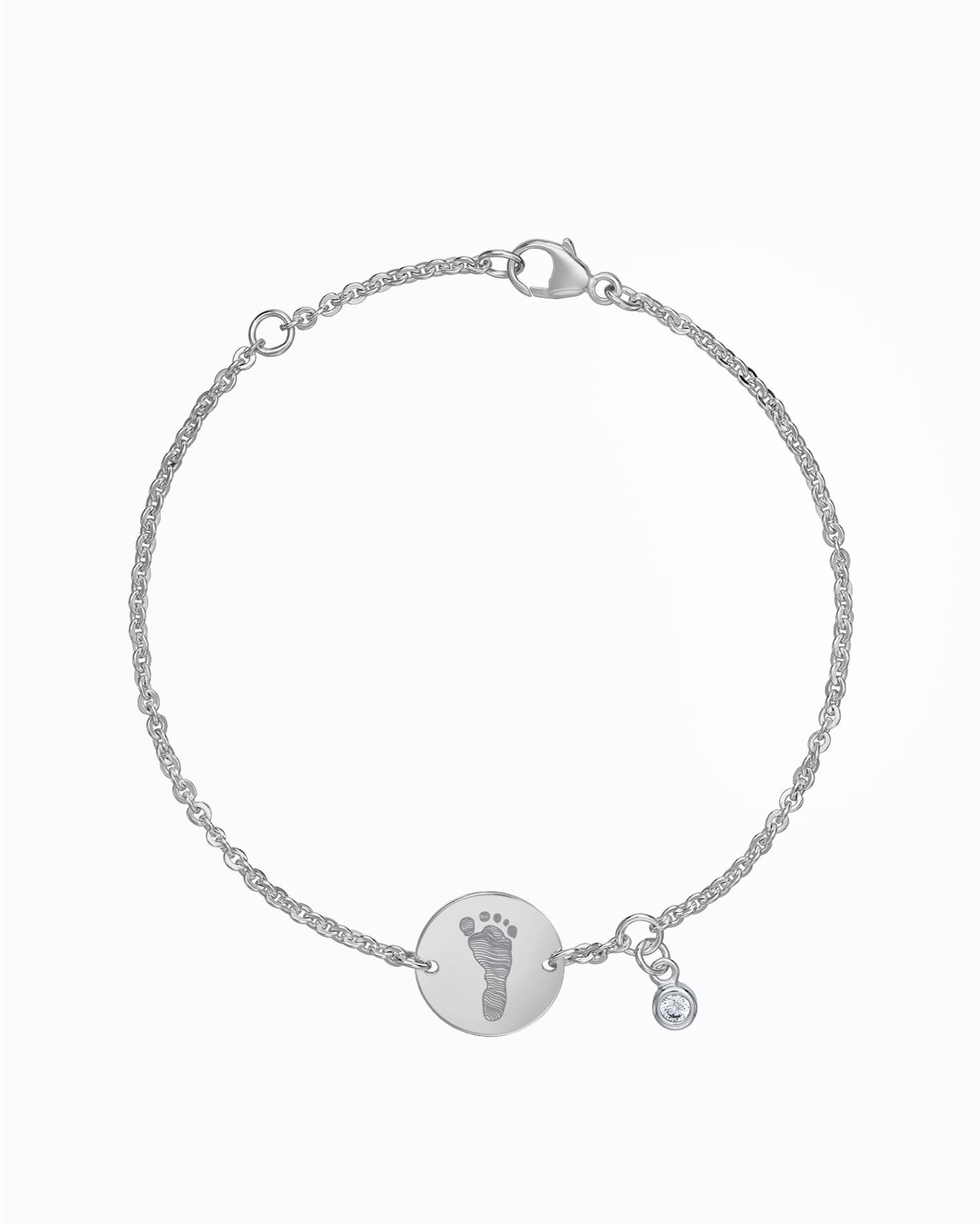 Footprint engraving bracelet engraving plate round zirconia