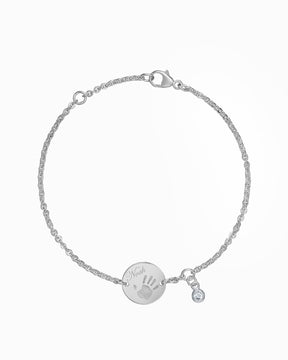 Handprint engraving bracelet engraving plate round zirconia