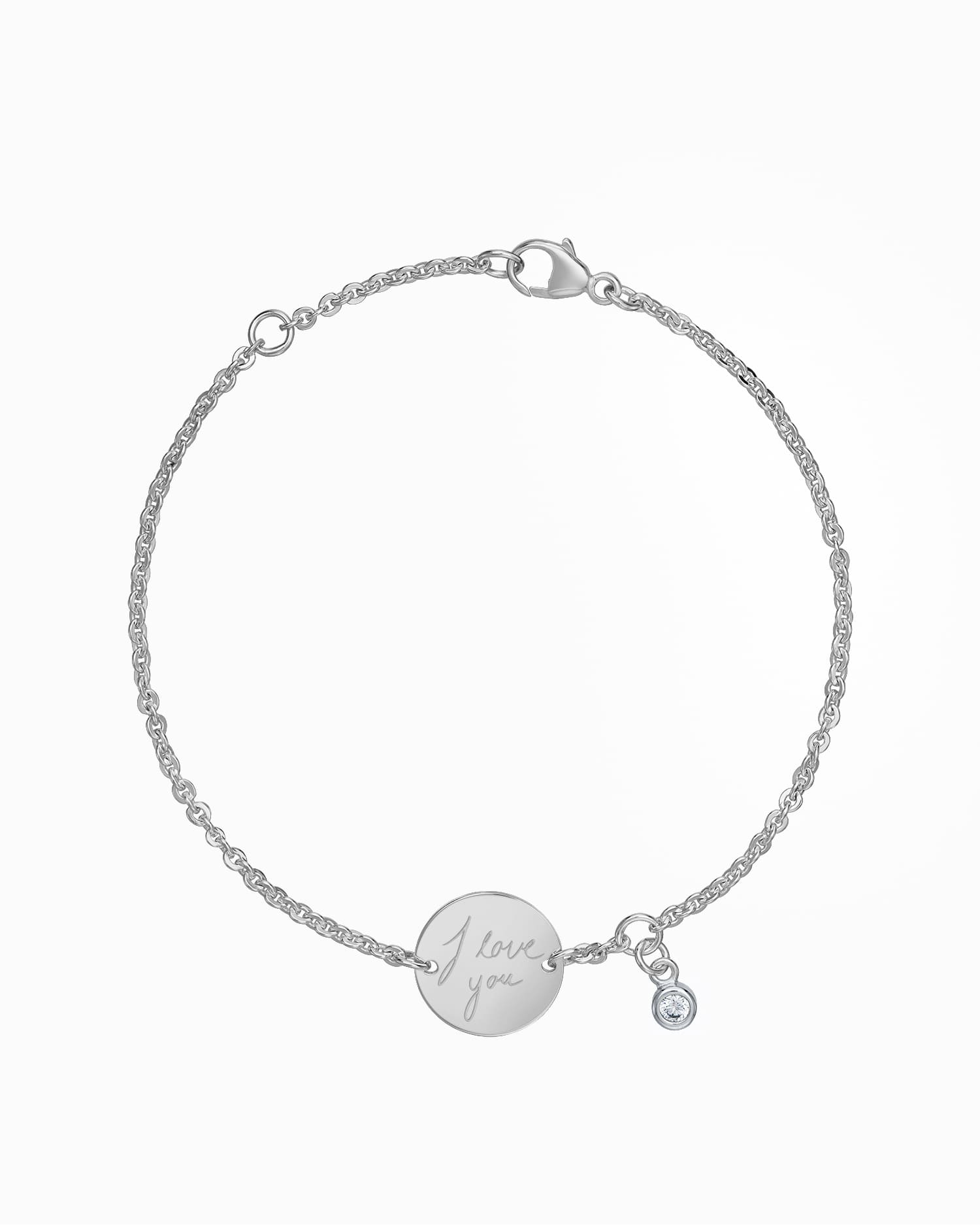 Handwriting upload engraving bracelet engraving plate round zirconia