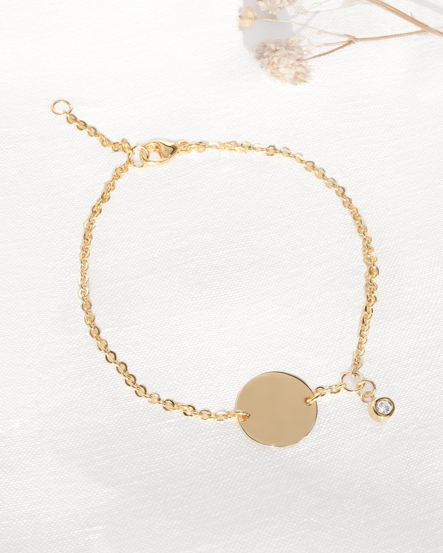 Initials engraving bracelet engraving plate round zirconia