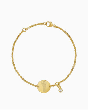 Footprint engraving bracelet engraving plate round zirconia