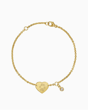 Paw print engraving bracelet engraving plate heart zirconia