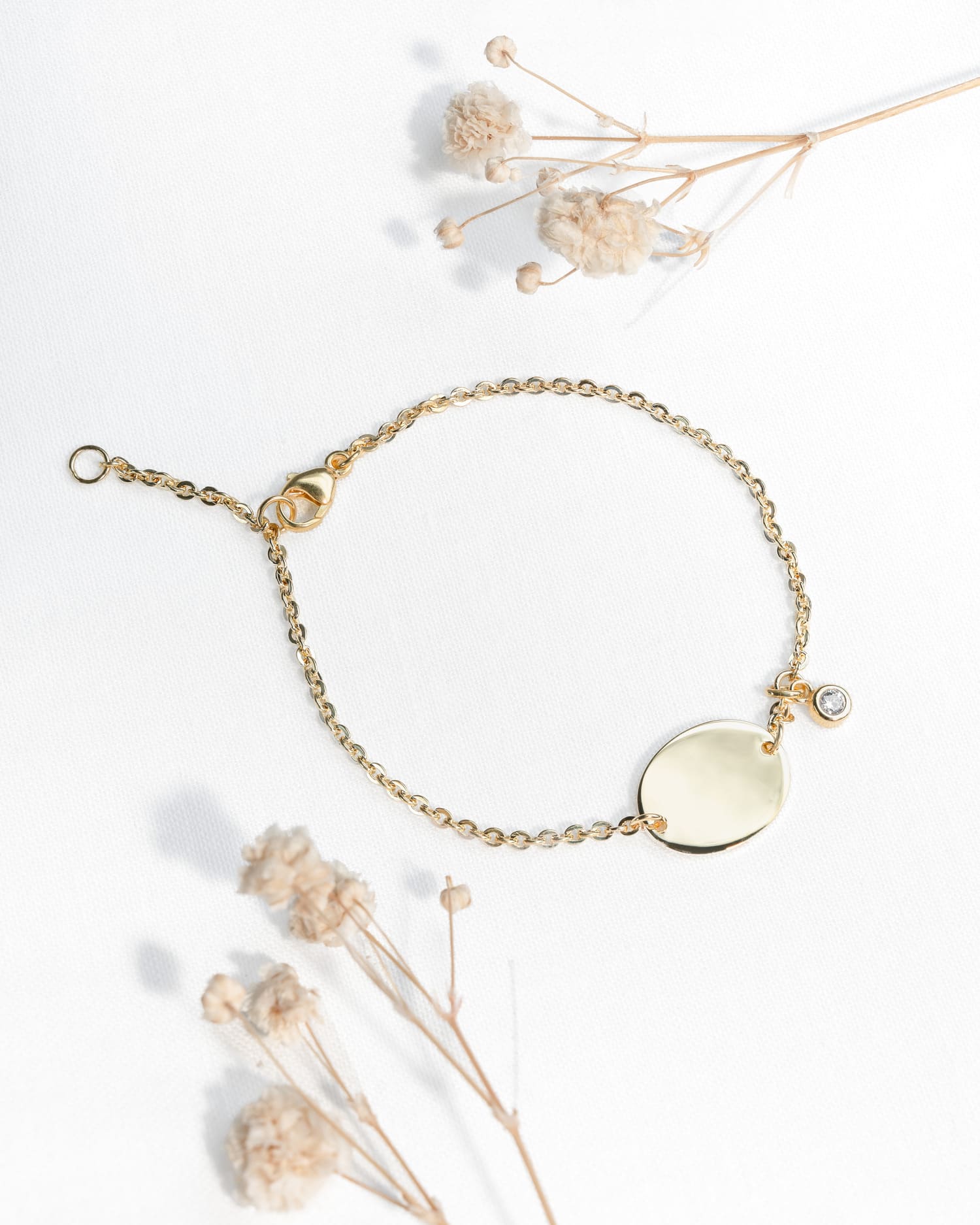 Birth flower engraving bracelet engraving plate oval zirconia