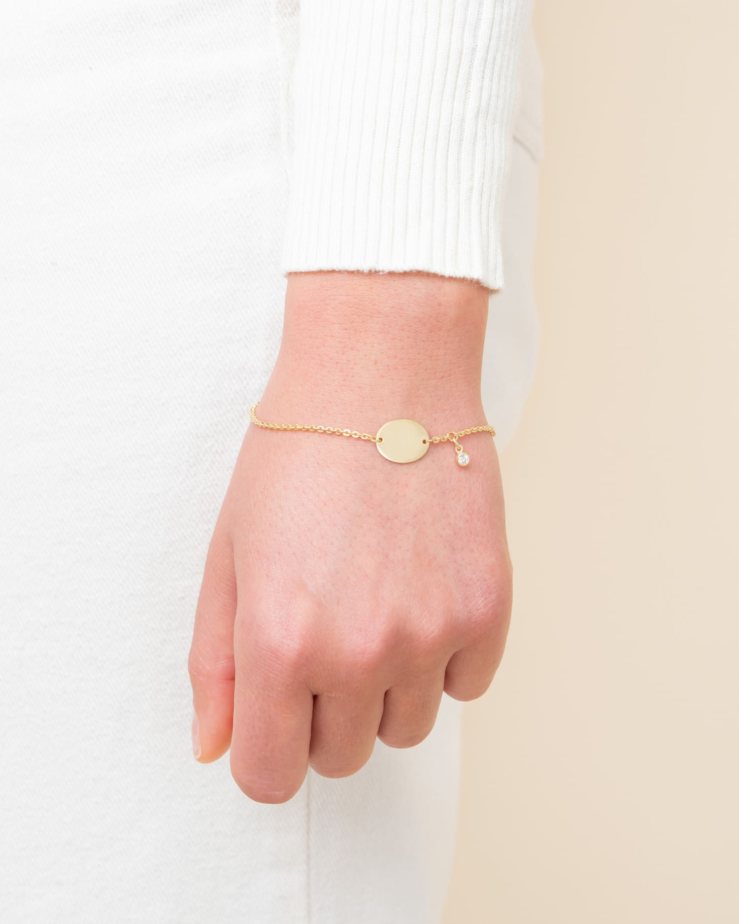 Handprint engraving bracelet engraving plate oval zirconia