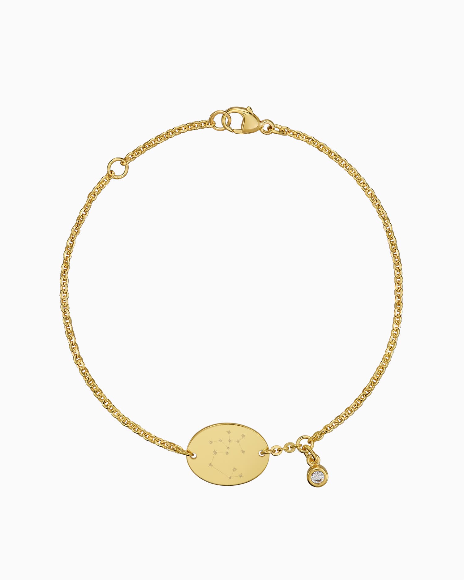 Zodiac sign engraving bracelet engraving plate oval zirconia