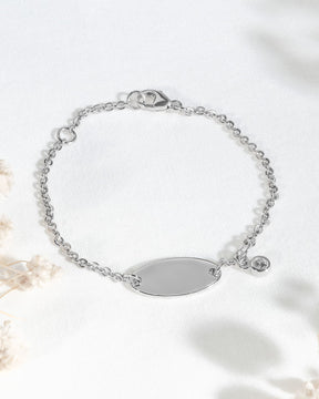 Own drawing engraving bracelet engraving plate oval zirconia