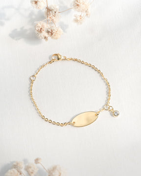 Birth flower engraving bracelet engraving plate oval zirconia