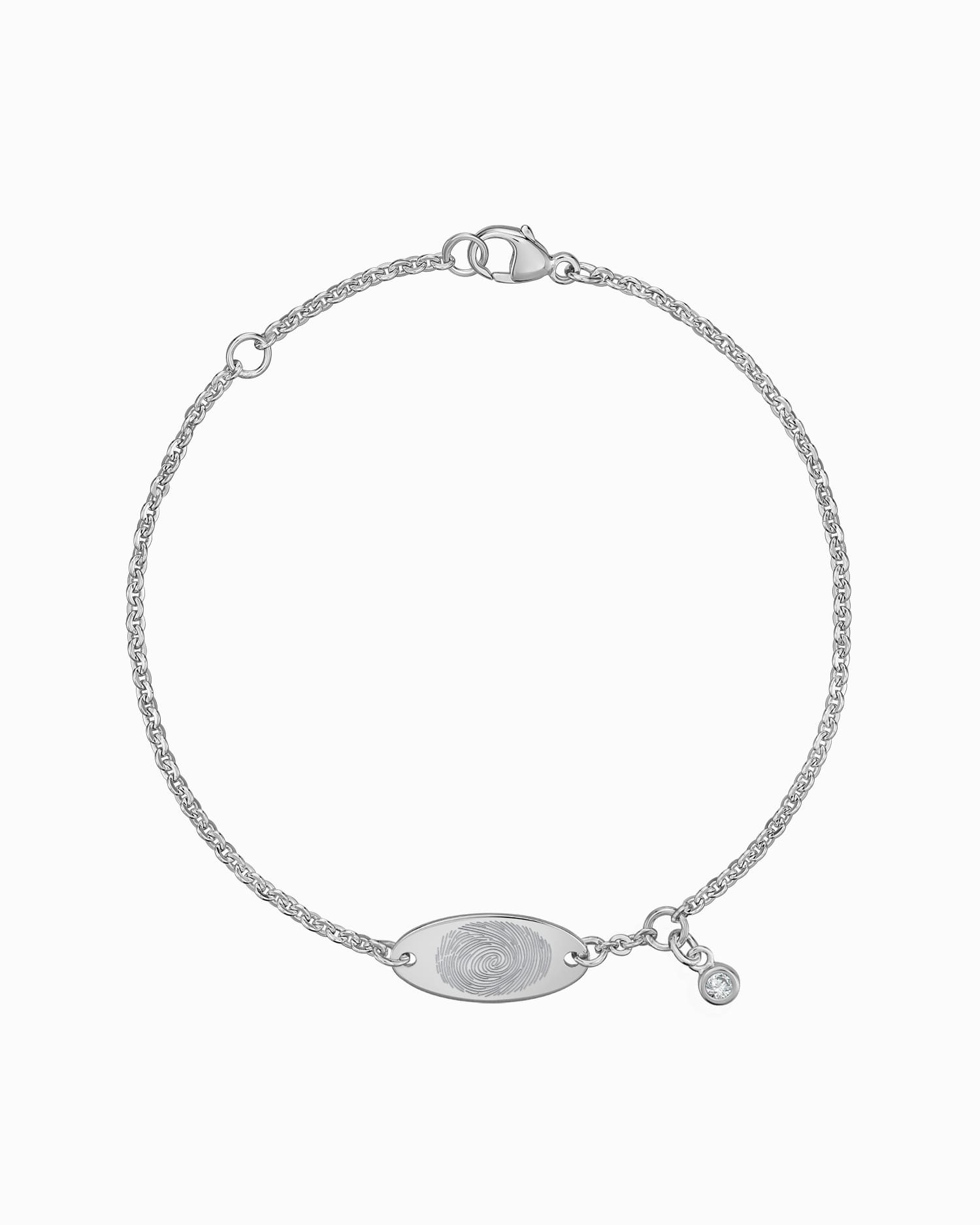 Fingerprint engraving bracelet engraving plate oval zirconia