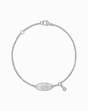 Handprint engraving bracelet engraving plate oval zirconia