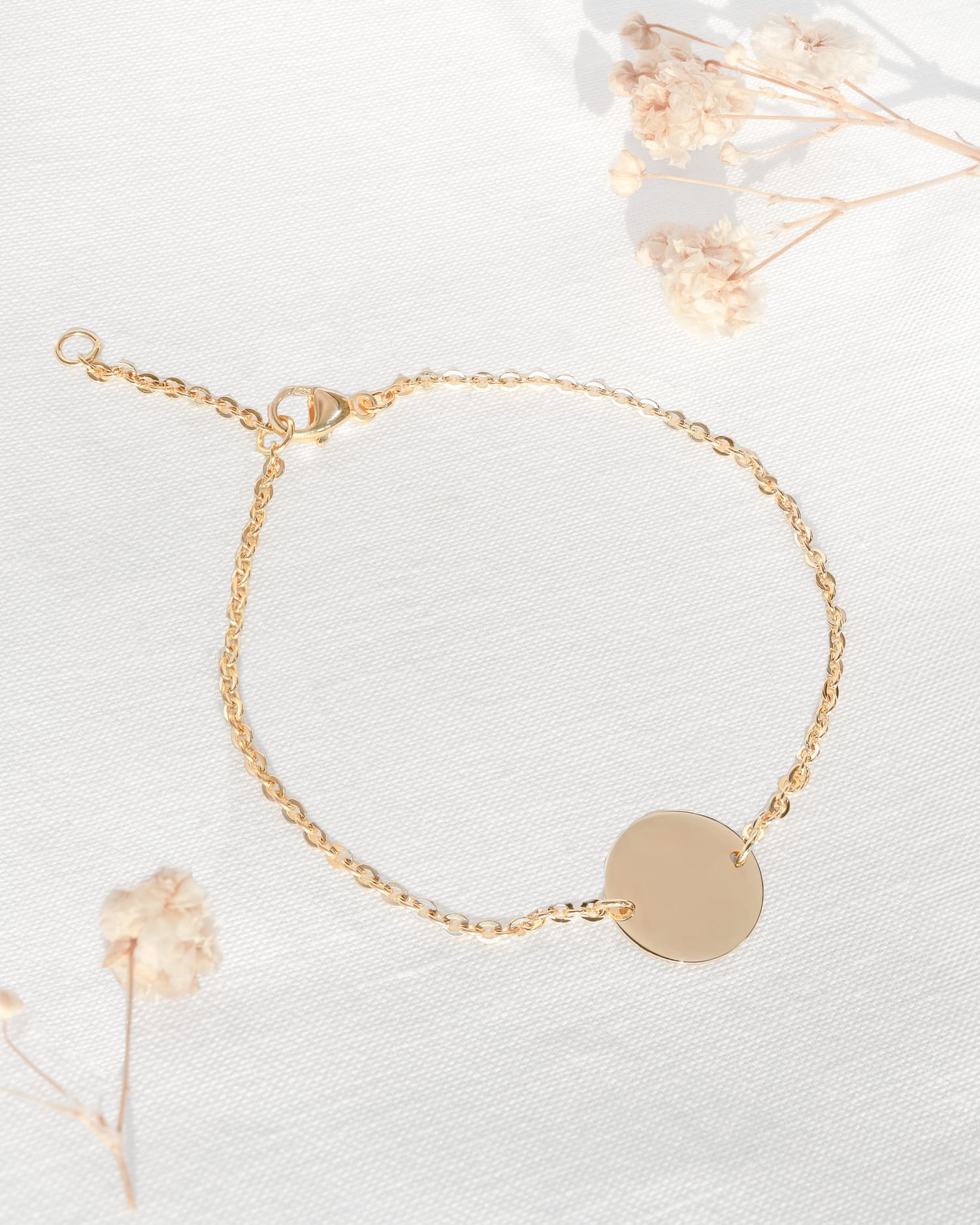 Birth flower engraving bracelet engraving plate round zirconia
