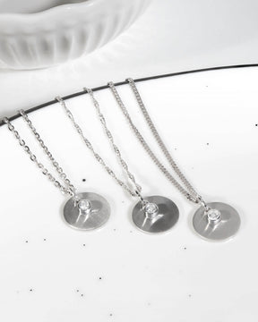 Engraving plates pendant necklace zirconia 12mm