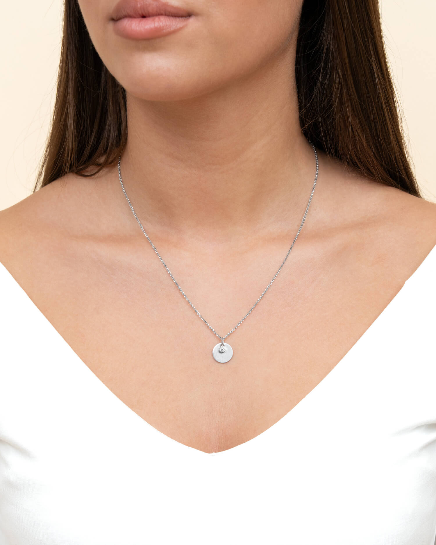 Engraving plates pendant necklace zirconia 12mm
