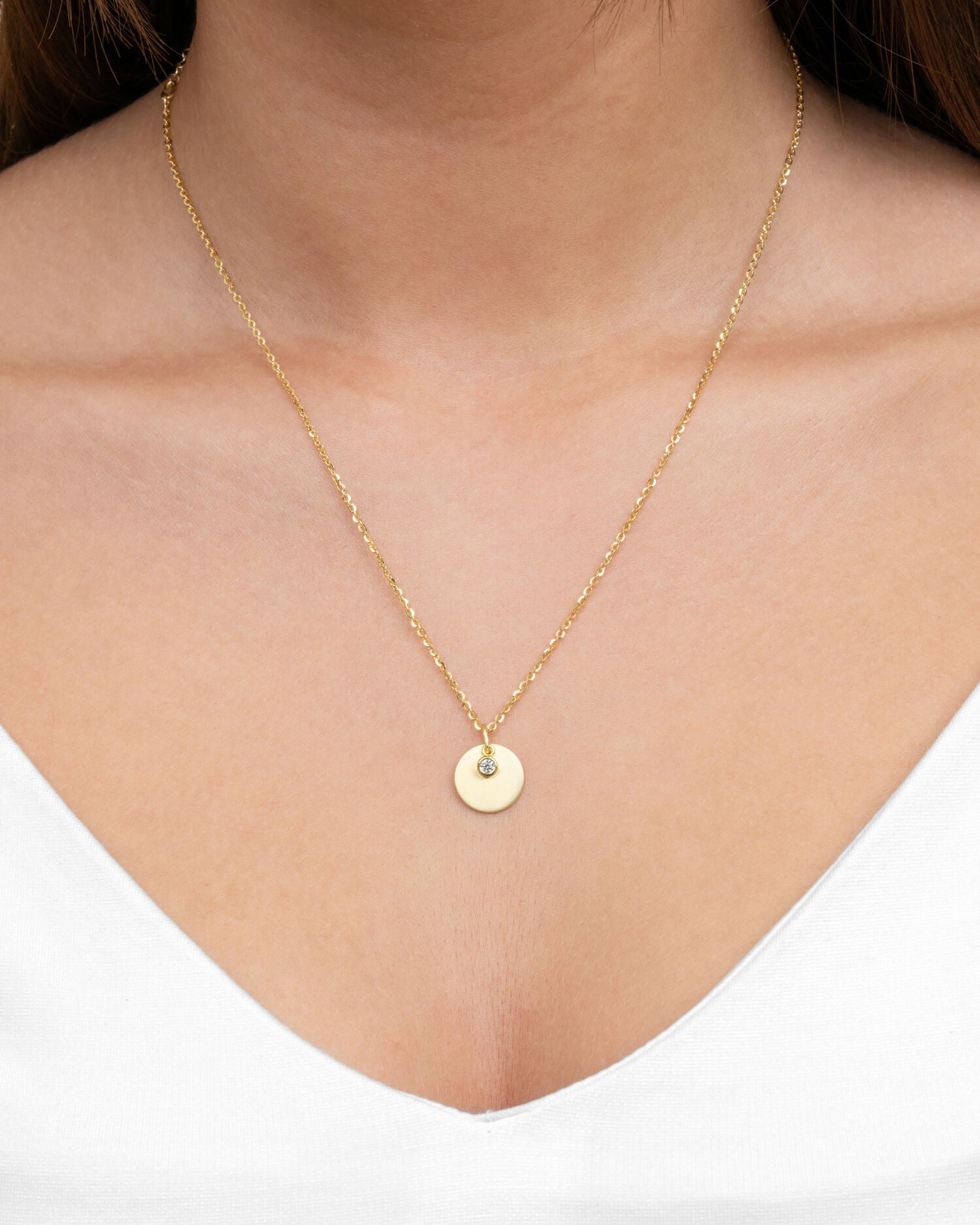 Engraving plates pendant necklace zirconia 12mm
