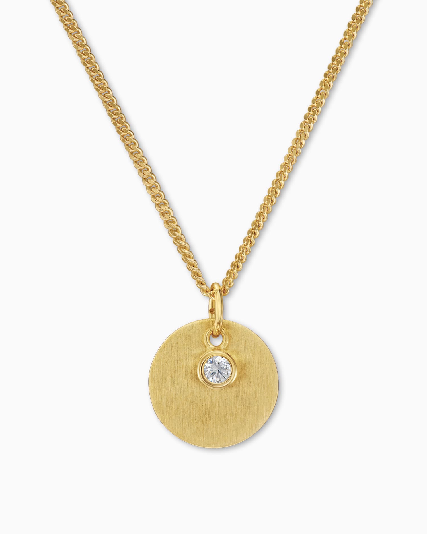 Engraving plates pendant necklace zirconia 12mm