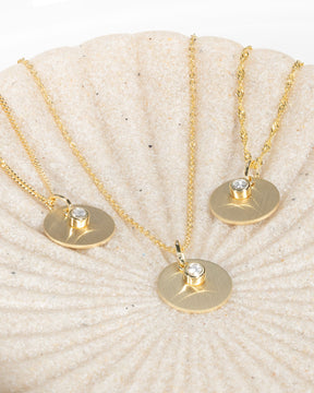 Engraving plates pendant necklace zirconia 12mm