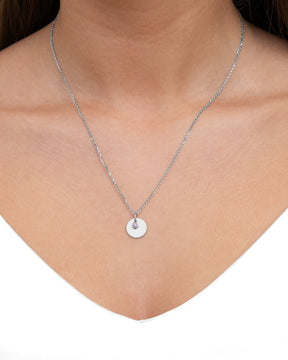 Engraving plates pendant necklace zirconia pink 12mm