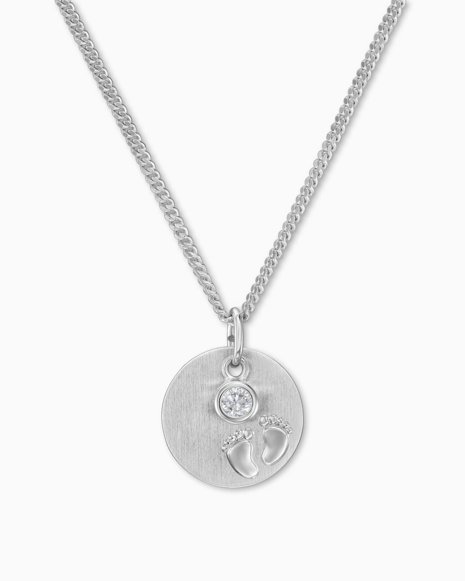 Engraving plates pendant necklace baby feet zirconia 12mm