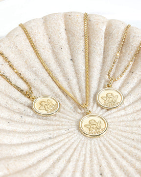 Engraving plates pendant necklace guardian angel
