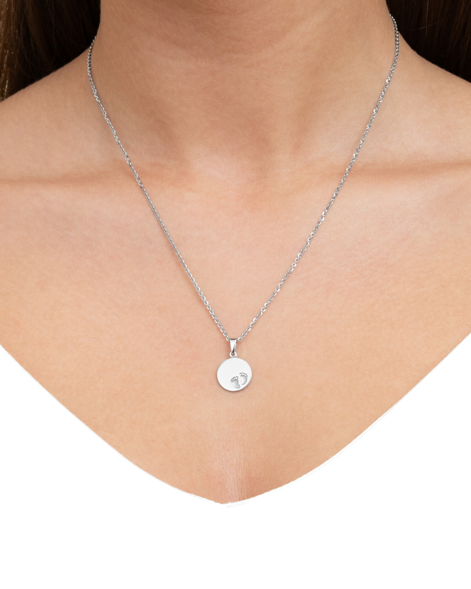 Engraving plates pendant necklace baby feet 12mm