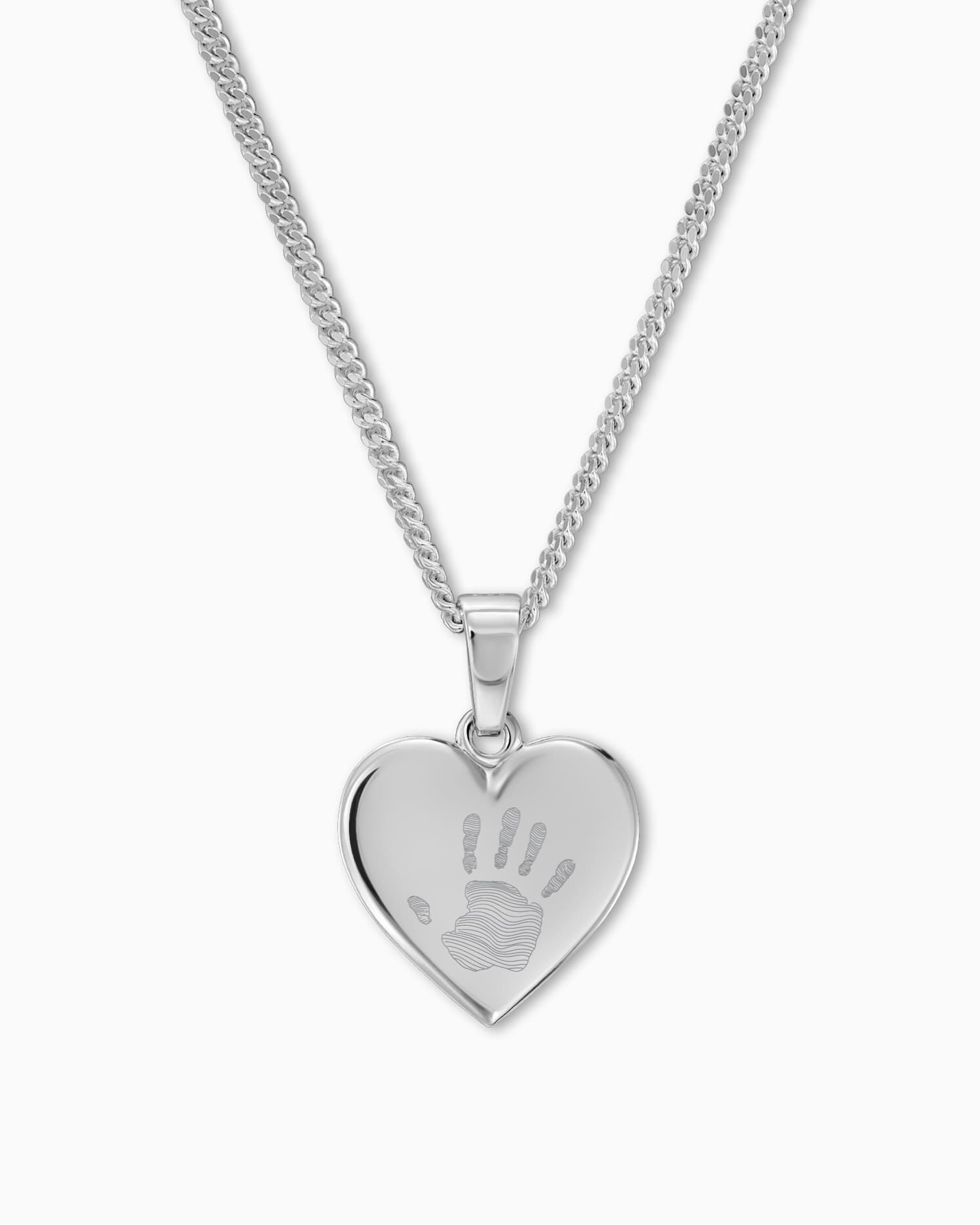 Handprint heart necklace engraving plate pendant 12mm